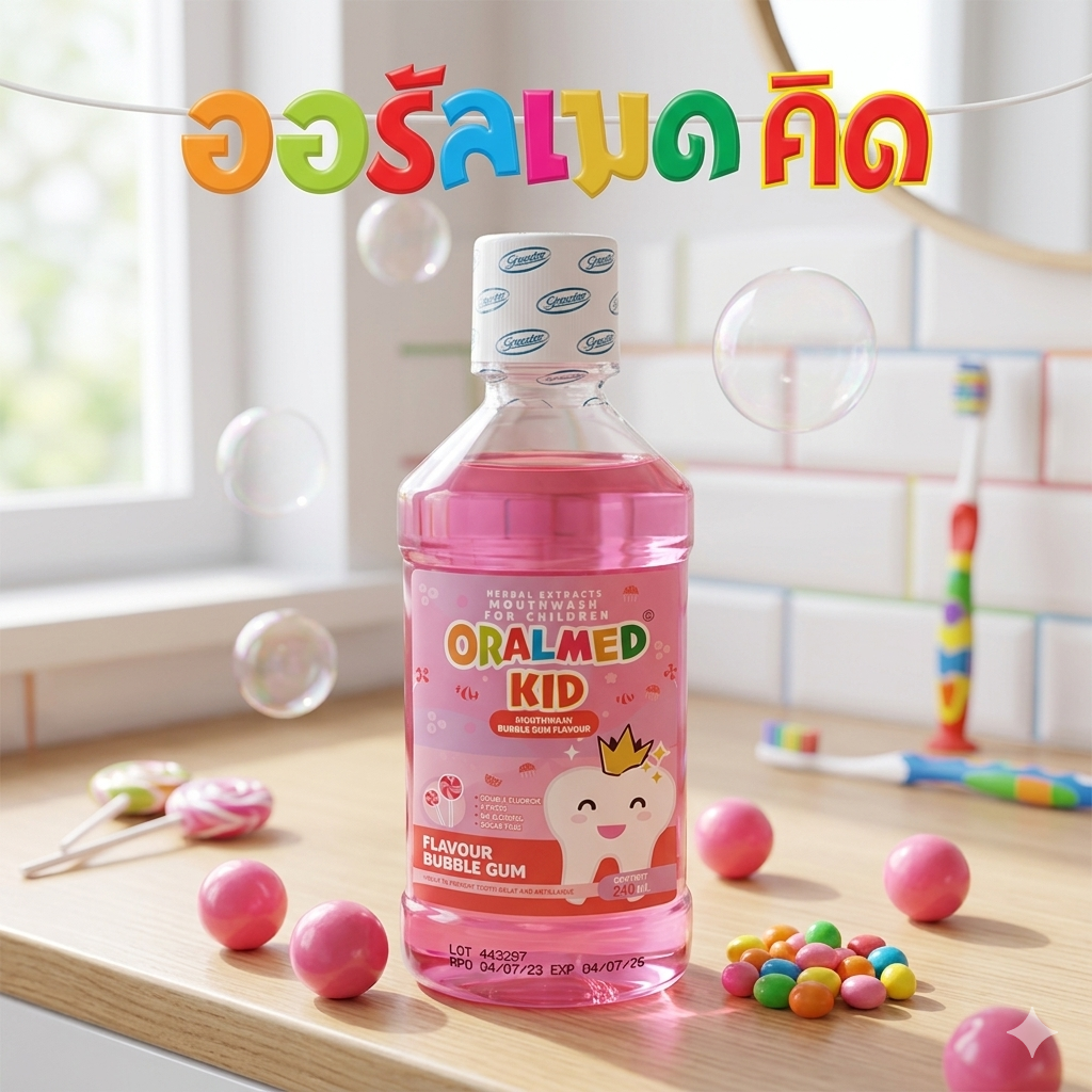 ออรัลเมด คิดส์ น้ำยาบ้วนปาก กลิ่นบับเบิ้ลกัม (240 มล.)